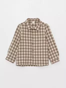 Рубашка для мальчика с длинными рукавами и клетчатым узором LCW baby, коричневый плед