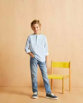 Рубашка для мальчика с клетчатой клеткой и воротником-стойкой Coconut El Corte Ingls, мультиколор