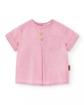 Рубашка для мальчика с короткими рукавами и нагрудным карманом Charanga, розовый