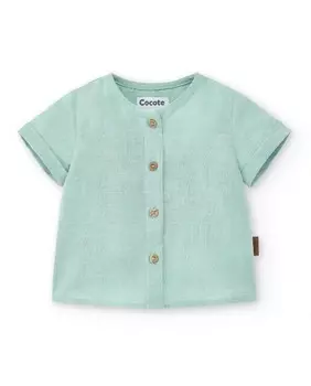 Рубашка для мальчика с короткими рукавами и застежкой на пуговицы Charanga, бирюзовый