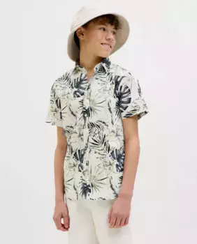 Рубашка для мальчика с короткими рукавами и принтом Jack & Jones, белый