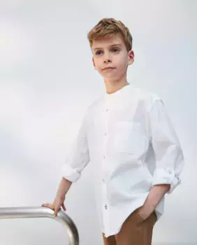 Рубашка для мальчика с мандариновым воротником Kids El Corte Ingls, белый