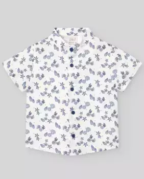 Рубашка для мальчика с принтом и воротником Мао от Ras PAZ Rodrguez, синий