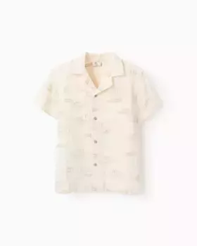 Рубашка для мальчика с принтом и карманами Zippy, бежевый