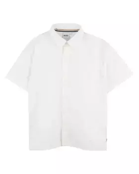 Рубашка для мальчика с принтом из 100% хлопка BOSS Kidswear, белый