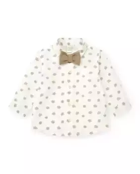 Рубашка для мальчика с принтом листьев и съемным галстуком-бабочкой Tuc tuc, белый