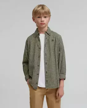 Рубашка для мальчика в клетку из хлопка Scalpers, цвет Kaki