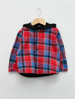 Рубашка для мальчика в клетку с длинными рукавами и капюшоном LCW baby