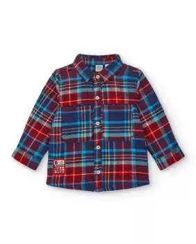 Рубашка для мальчика в разноцветную клетку с нагрудными карманами Tuc tuc