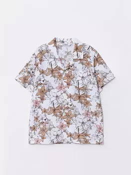 Рубашка для мальчиков из габардина с рисунком и короткими рукавами LCW Kids