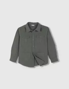 Рубашка для мальчиков с длинными рукавами и четырьмя карманами Gocco, зеленый