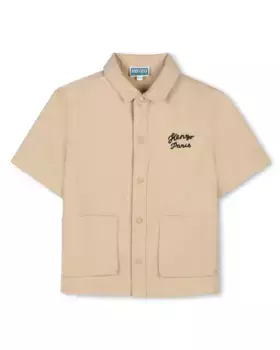 Рубашка для мальчиков с карманами и вышивкой сзади Kenzo Kids, бежевый