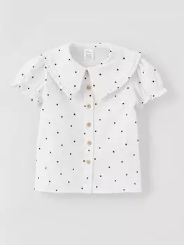 Рубашка для маленьких девочек с воротником Bebe и короткими рукавами с принтом LCW baby