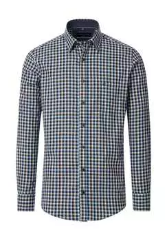 Рубашка для отдыха удобная посадка длинный рукав кент Casamoda, синий