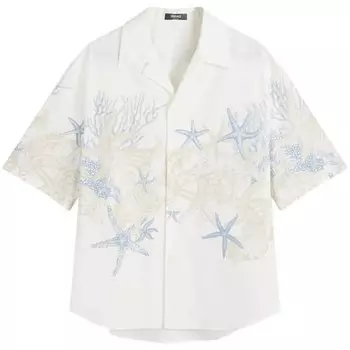 Рубашка для отпуска из хлопкового поплина Versace, голубой