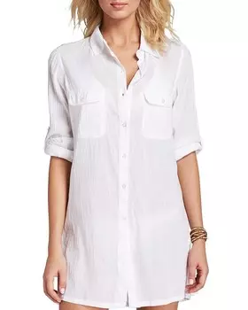 Рубашка для плавания Lauren Ralph Lauren из измельченного хлопка, белый