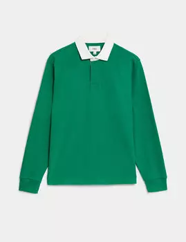 Рубашка для регби из чистого хлопка Marks & Spencer, зеленый