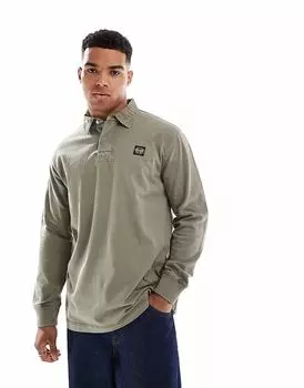 Рубашка для регби Superdry с длинными рукавами и контрастной строчкой серого цвета