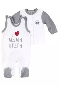Рубашка для сна 2Tlg Set I Love Mama & Papa Baby Sweets, бело-серая