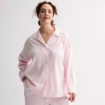 Рубашка для сна "бойфренд" больших размеров из тканого материала Sonoma Goods For Life, цвет pink stripe