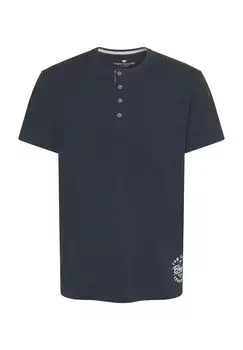 Рубашка для сна Henley, логотип, однотонная, мужская TOM TAILOR, цвет Blau Dunkel