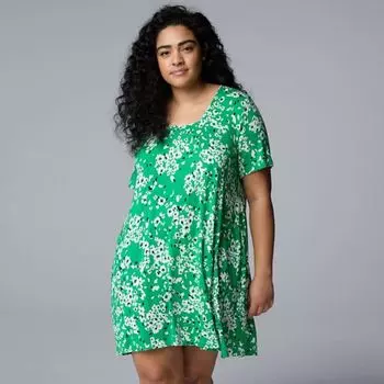 Рубашка для сна с короткими рукавами больших размеров Simply Vera Vera Wang, цвет green floral