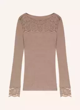 Рубашка для сна серии wool love из шерсти мериноса с шелком Mey, коричневый