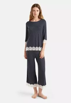 Рубашка для сна WITH ALL-OVER PATTERN 3/4 SLEEVES AND WIDE DETAILING United Colors of Benetton, синий