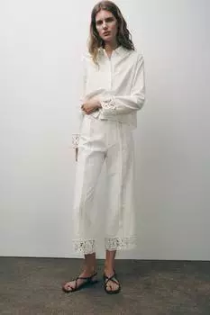 Рубашка для вязания крючком ZARA, белый