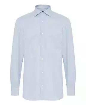 Рубашка добби узкого кроя из хлопка Boggi Milano, синий