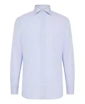 Рубашка добби узкого кроя из хлопка Boggi Milano, синий