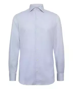 Рубашка добби в полоску из хлопка стандартного кроя Boggi Milano, синий