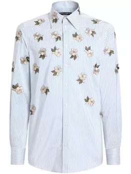 Рубашка Dolce & Gabbana с цветочной аппликацией, синий