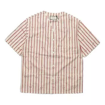 Рубашка double g stripe bowling shirt 'white red' Gucci, белый