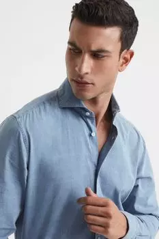 Рубашка Draper из шамбре с эффектом потертости Reiss, синий