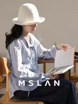 Рубашка драпированная MSlan с длинными рукавами и шнуровкой, синий