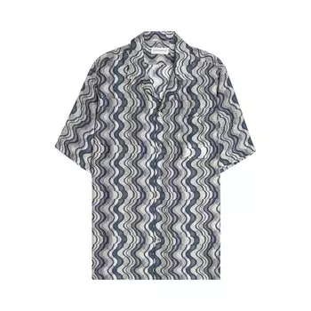 Рубашка Dries Van Noten Lightweight Printed Boxy Hawaiian Shirt, синий