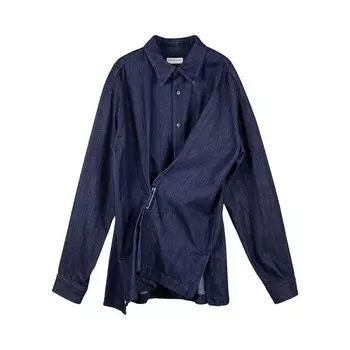 Рубашка Dries Van Noten Safety Pin Closure Shirt Indigo, синий