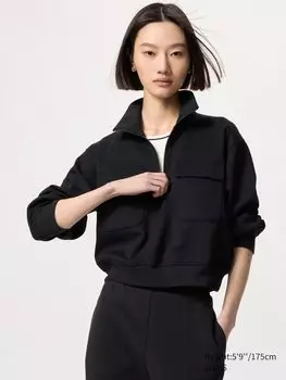 Рубашка dry sweat с молнией Uniqlo, цвет 09 черный