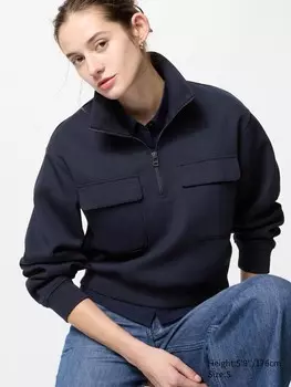 Рубашка dry sweat с молнией Uniqlo, цвет 69 синий