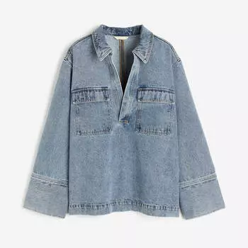 Рубашка джинсовая H&M Pullover, серо-синий