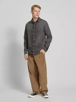 Рубашка джинсовая прямого кроя из вискозы с вышитым логотипом Tommy Jeans, черный