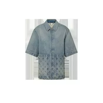 Рубашка джинсовая рабочая с короткими рукавами Louis Vuitton, синий