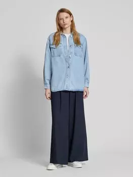 Рубашка джинсовая свободного кроя из хлопковой смеси, модель «НАЯ» Vero Moda, светло-голубой
