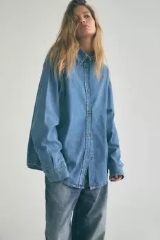 Рубашка джинсовая TRF basic ZARA, синий