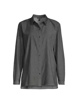 Рубашка Easy Cotton с пуговицами спереди Eileen Fisher, черный
