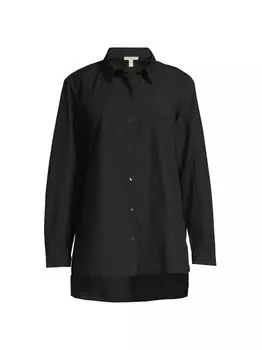 Рубашка Easy Cotton с пуговицами спереди Eileen Fisher, черный