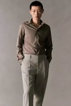 Рубашка Easy-Iron облегающего кроя H&M, бежевый