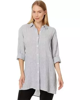 Рубашка Eileen Fisher Classic Collar Striped Shirt, цвет White Black