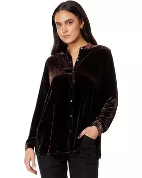 Рубашка Eileen Fisher Petite Mandarin Collar Long, цвет Casis